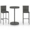 Set mobilier bar de gradina, cu perne, 3 piese, gri, poliratan