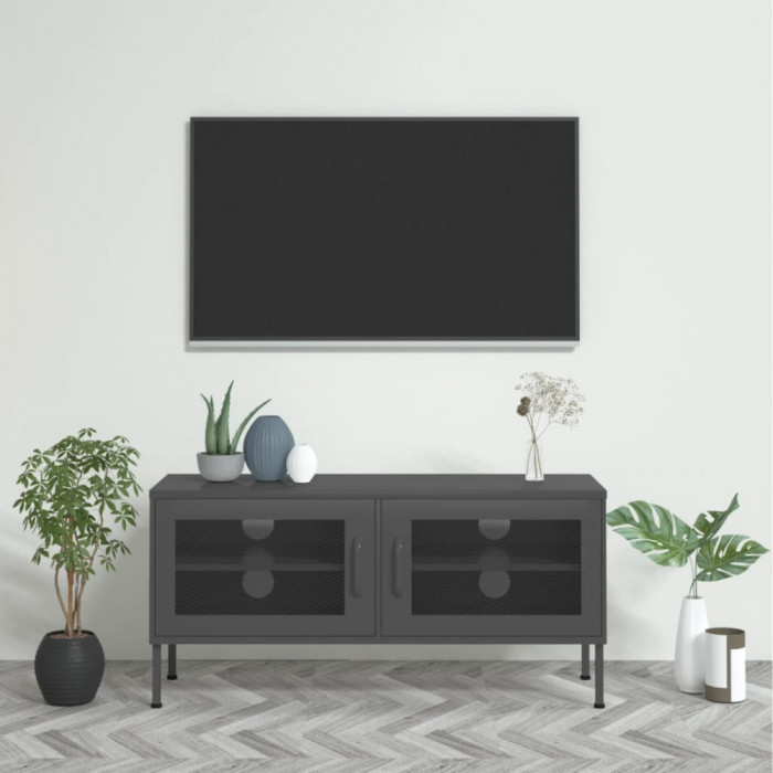 Comoda TV, antracit, 105x35x50 cm, otel GartenMobel Dekor