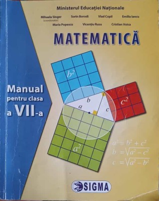 MATEMATICA, MANUAL PENTRU CLASA A VII-A-MIHAELA SINGER SI COLAB.-249333 foto