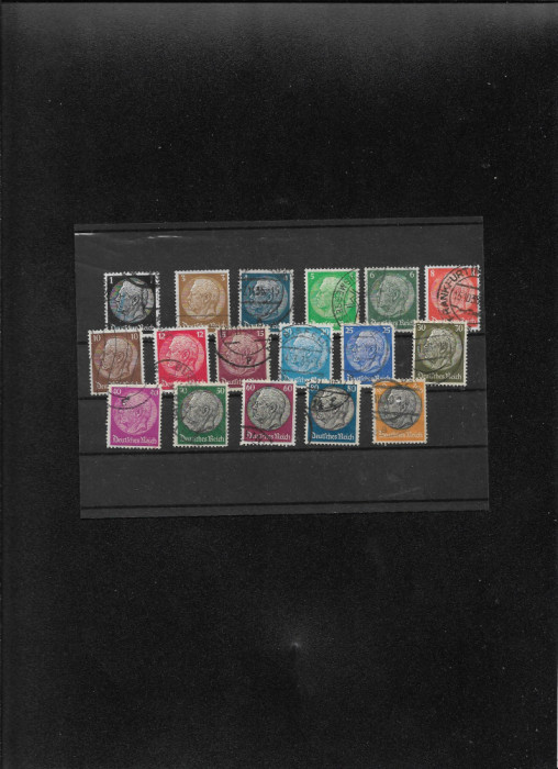 Set Serie 17 timbre Hindemburg Deutsches Reich