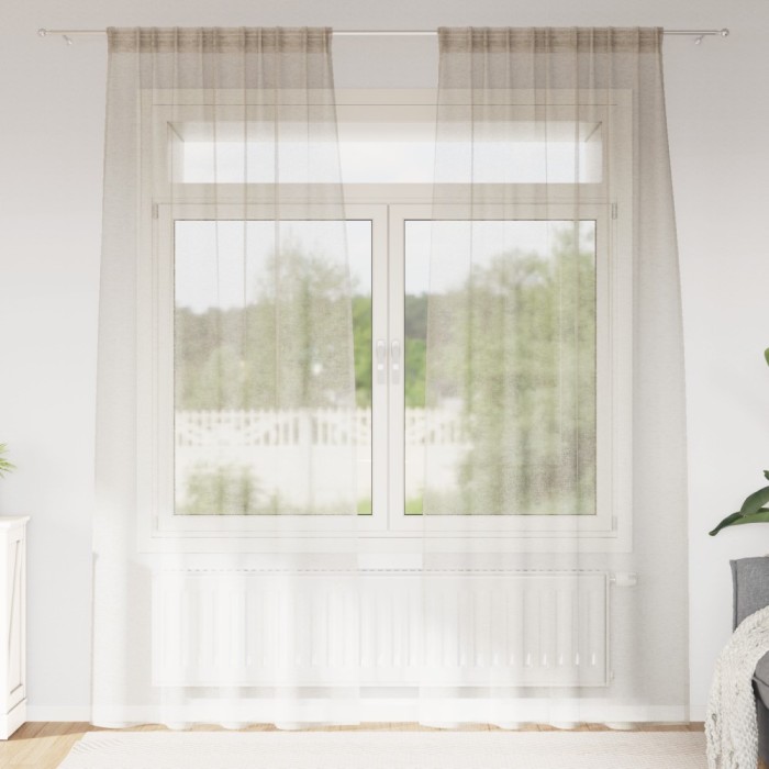 vidaXL Perdele cu perdele 2 pcs Nisip Poliester