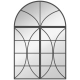 HOMCOM Oglindă de perete arcuită 80 x 120 cm, set de 3 bucăți, oglindă tip vitraliu &icirc;n formă de fereastră, sticlă securizată și metal, negru | Aosom R