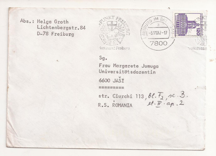 FD18 - Plic Circulat international Germania - Romania , 1982