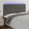 VidaXL Tăblie de pat cu LED, gri &icirc;nchis, 180x5x118/128 cm, catifea 3122205