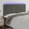 vidaXL Tăblie de pat cu LED, gri &icirc;nchis, 180x5x118/128 cm, catifea 3122205