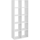 Biblioteca VASAGLE cu 10 compartimente, stil scandinav, alb, 66x30x162 cm