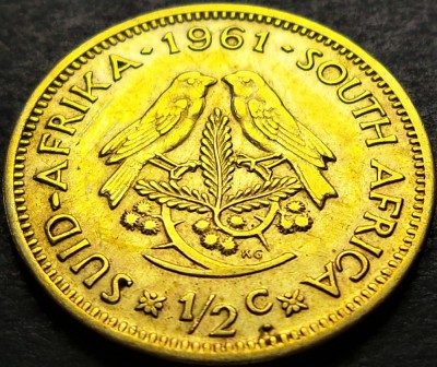 Moneda exotica 1/2 CENT - AFRICA de SUD, anul 1961 * cod 1998 B foto