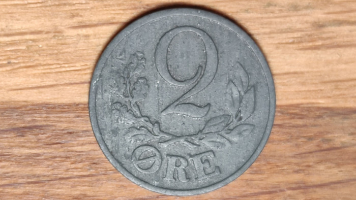 Danemarca sub ocupatie germana -moneda de colectie zinc- 2 ore 1943 -impecabila!
