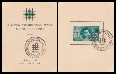 1940 Romania - Carnet filatelic Codreanu - Ajutorul Legionar stampila ALBA-IULIA foto