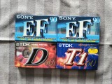 Lot 4 casete sigilate, neinregistrate, TDK T160, D60 si Sony EF 90 / CJP