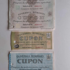 LOT trei cupoane/tichete program de spijin agricultori anii 1997, 1998, 1999