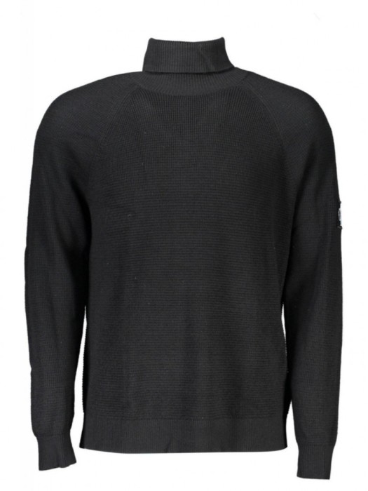Bluză cu g&acirc;t bărbați, cu logo brodat, Regular fit, negru, S