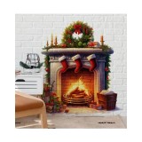 Cumpara ieftin Sticker/Autocolant Craciun cu Seminiu si Sosete 27x40cm - 222507