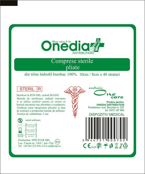 COMPRESE STERILE PLIATE 10CM*8CM 48STR.