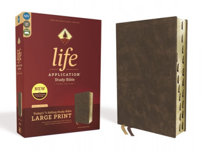 Niv, Life Application Study Bible, Third Edition, Large Print, Bonded Leather, Brown, Indexed, Red Letter Edition foto