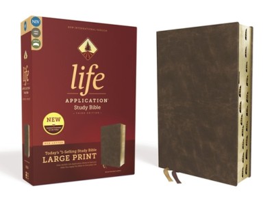 Niv, Life Application Study Bible, Third Edition, Large Print, Bonded Leather, Brown, Indexed, Red Letter Edition foto