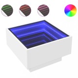 Cumpara ieftin Masuta de cafea cu LED, alb, 50x50x30 cm, lemn prelucrat