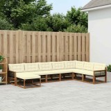 vidaXL Set de canapele de exterior cu pernă 8 pcs Natural și Crem 3381614