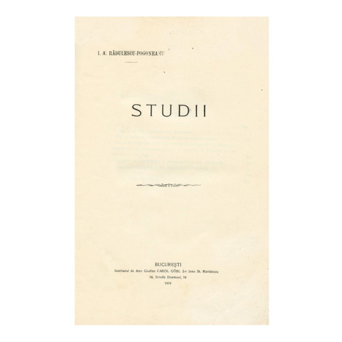 I. A. Rădulescu, Studii, 1910