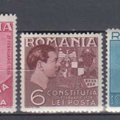 ROMANIA 1938 LP 124 CONSTITUTIA SERIE MNH