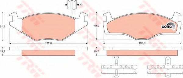 Set placute frana,frana disc VW POLO CLASSIC (6KV2) (1995 - 2006) TRW GDB454