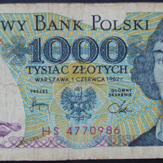 Bancnota 1000 ZLOTI / ZLOTYCH - POLONIA anul 1982 * cod 51