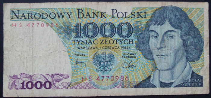 Bancnota 1000 ZLOTI / ZLOTYCH - POLONIA anul 1982 * cod 51