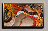 Tablou pictat manual Oriental Shin Gustav Klimt, Tablou Abstract 130x60cm, Ulei