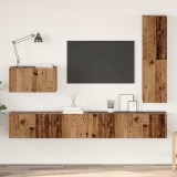 vidaXL Set comodă TV 4 pcs Lemn vechi 30.5 x 30 x 110 cm Lemn compozit