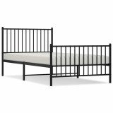 Cumpara ieftin Cadru pat metalic cu tablii de cap/picioare, negru, 100x200 cm