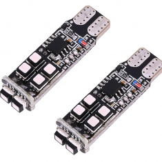 Set 2 Buc Led T10 10 SMD RGB Cu Telecomanda LED 567