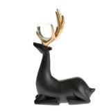 Statueta cerb negru cu coarne aurii 18 cm