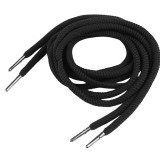Cumpara ieftin Set snururi negre pentru hanorac si pantaloni trening, sireturi rotunde din bumbac cu capete metalice pentru gluga, jachete si incaltaminte, 130 cm