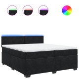 Cumpara ieftin Pat box spring cu saltea, negru, 200x200 cm, catifea