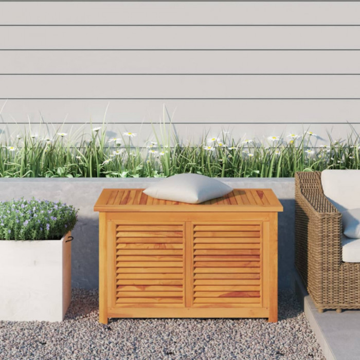 vidaXL Ladă depozitare grădină cu geantă, 90x50x58 cm, lemn masiv tec