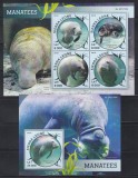 Sierra Leone 2016 - Viața marină &ndash; Manați, Colita + Bloc, Cota 22 Euro (Tiraj 1000 - Vezi Numerotarea !!!), MNH