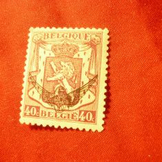 Timbru Belgia 1938 Blazon -Leu-supratipar emblema Cailor Ferate ,val.40C, sarn.