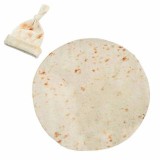 Set patura flanel si caciula flippy, forma lipie, pentru nou-nascuti, material poliester, 85 cm, crem