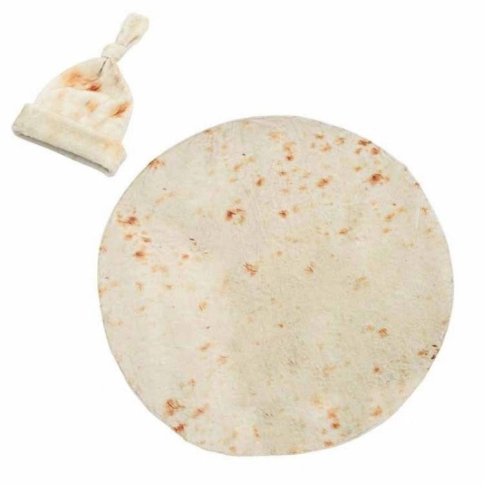 Set patura flanel si caciula flippy, forma lipie, pentru nou-nascuti, material poliester, 85 cm, crem