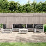 vidaXL Set mobilier gradina 7 piese alb cu perne otel rezistent modular