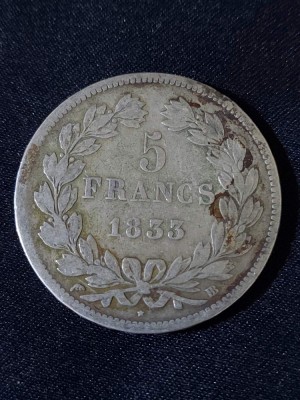Franța 1833 BB - 5 Franci - Monedă de argint foto