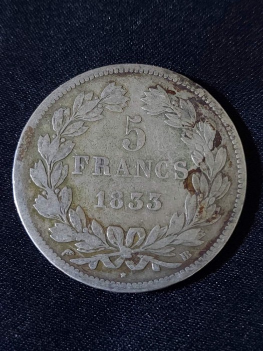 Franța 1833 BB - 5 Franci - Monedă de argint