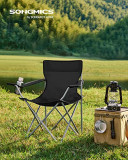 Cumpara ieftin Set 2 scaune camping pliabil, Songmics, Negru, 84x52x81 cm