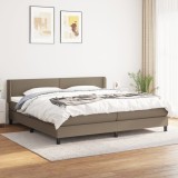 Cumpara ieftin Pat box spring cu saltea, gri taupe, 200x200 cm, textil