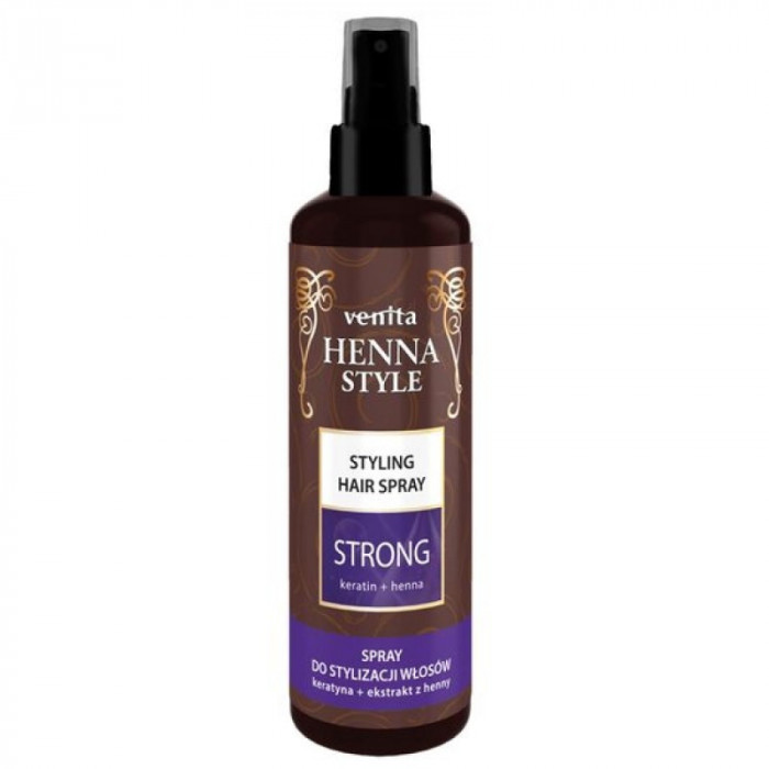 Spray pentru par cu fixare extrema Henna Care Venita, 200 ml, cheratina si extract nutritiv henna, fructe de goji, aloe si chihlimbar