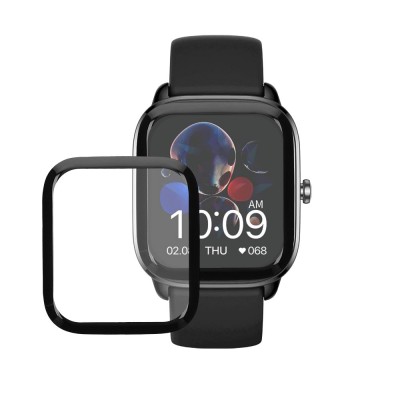 Set 2 Folii de protectie Kwmobile pentru Amazfit GTS 4 Mini, Transparent/Negru, Polimer, KWM000024VF001C foto