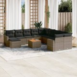 Gossi set canapea de gradina cu perne, 12 piese, gri, poliratan