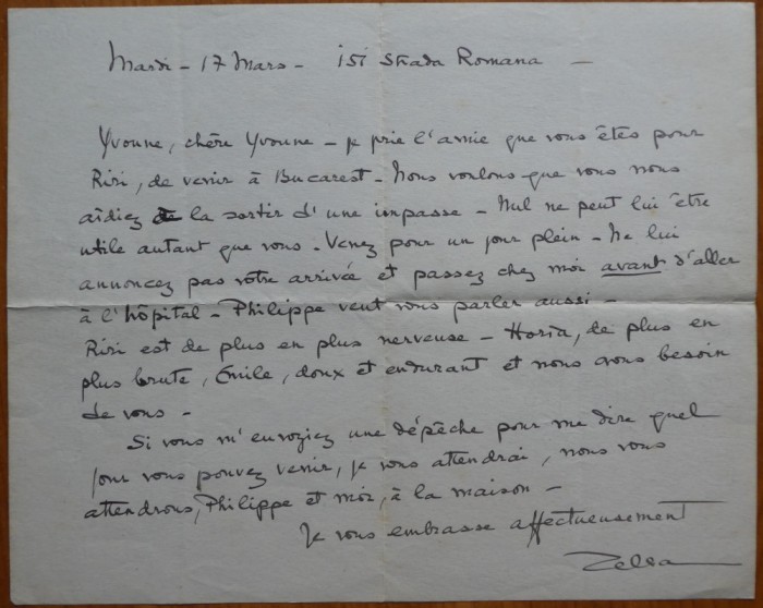 Scrisoare expediata de Cella Delavrancea, 3
