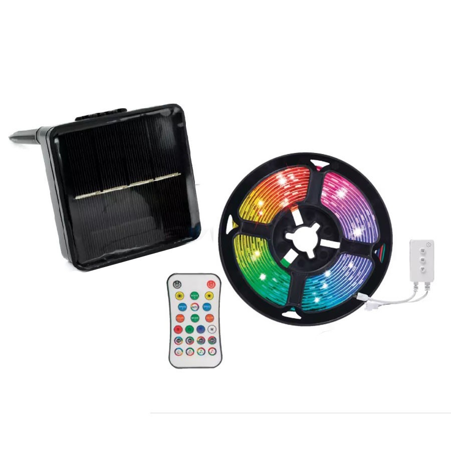 Banda LED RGB cu panou solar ZD933, telecomanda, 5 m | arhiva Okazii.ro