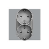 Priza schuko dubla Luxion LXD-MP210GF-GY, incastrata, contact de protectie, rama din sticla inclusa, gri
